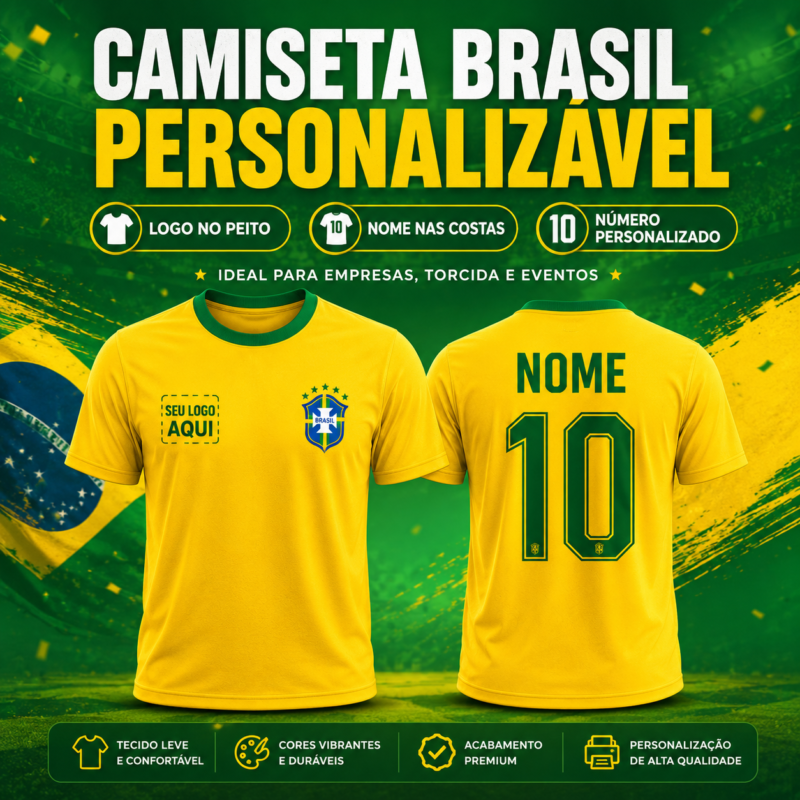 Personalize: Camiseta Brasil Copa do Mundo 2026